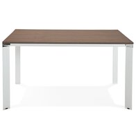 Vergadertafel / bench-bureau &#039;XLINE SQUARE&#039; met notenhouten afwerking en wit metaal - 140x140 cm