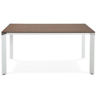 Vergadertafel / bench-bureau &#039;XLINE SQUARE&#039; met notenhouten afwerking en wit metaal - 160x160 cm