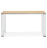 Klein recht designbureau &#039;XLINE&#039; in hout met natuurlijke afwerking en wit metaal - 140x70 cm