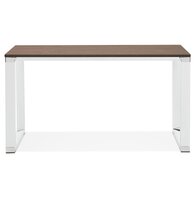 Klein recht designbureau &#039;XLINE&#039; met notenhouten afwerking en wit metaal - 140x70 cm