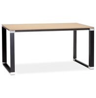 Klein recht designbureau &#039;XLINE&#039; in hout met natuurlijke afwerking en zwart metaal - 140x70 cm