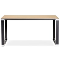 Klein recht designbureau &#039;XLINE&#039; in hout met natuurlijke afwerking en zwart metaal - 140x70 cm