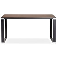 Klein recht designbureau &#039;XLINE&#039; met notenhouten afwerking en zwart metaal - 140x70 cm