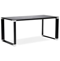 Klein recht designbureau &#039;XLINE&#039; uit zwart glas - 140x70 cm