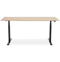 Zwarte ergonomische elektrische bureau &#039;TRONIK&#039; met blad in natuurlijke houtafwerking - 160x80 cm