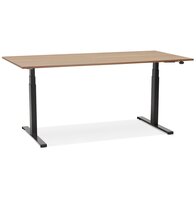 Zwarte ergonomische elektrische bureau &#039;TRONIK&#039; met blad in notenhouten afwerking - 160x80 cm