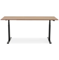 Zwarte ergonomische elektrische bureau &#039;TRONIK&#039; met blad in notenhouten afwerking - 160x80 cm