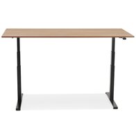 Zwarte ergonomische elektrische bureau &#039;TRONIK&#039; met blad in notenhouten afwerking - 160x80 cm
