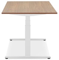 Witte elektrisch verstelbare bureau &#039;TRONIK&#039; met blad in notenhouten afwerking - 160x80 cm
