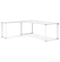 Groot hoekbureau van wit glas &#039;XLINE&#039; (hoek naar keuze) - 200 cm