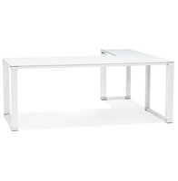 Groot hoekbureau van wit glas &#039;XLINE&#039; (hoek naar keuze) - 200 cm