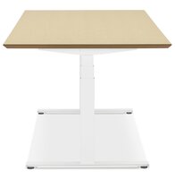 Witte elektrische zit/sta-bureau &#039;BIONIK&#039; met blad in natuurlijke houtafwerking - 180x90 cm