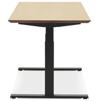 Zwarte elektrische zit/sta-bureau &#039;BIONIK&#039; met blad in natuurlijke houtafwerking - 180x90 cm