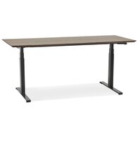 Zwarte elektrische zit/sta-bureau &#039;BIONIK&#039; met blad in notenhouten afwerking - 180x90 cm