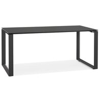 Rechte design bureau &#039;BAKUS&#039; van zwart glas en metaal - 160x80 cm