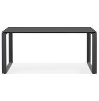 Rechte design bureau &#039;BAKUS&#039; van zwart glas en metaal - 160x80 cm