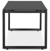 Rechte design bureau &#039;BAKUS&#039; van zwart glas en metaal - 160x80 cm