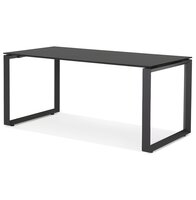 Rechte design bureau &#039;BAKUS&#039; van zwart glas en metaal - 160x80 cm
