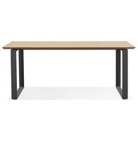 Grote rechte directiebureau &#039;GIMINI&#039; van natuurkleurig afgewerkte hout en zwart metaal - 180x90 cm