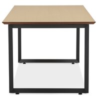 Grote rechte directiebureau &#039;GIMINI&#039; van natuurkleurig afgewerkte hout en zwart metaal - 180x90 cm
