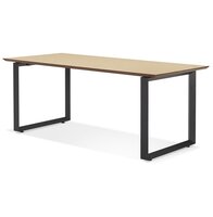 Grote rechte directiebureau &#039;GIMINI&#039; van natuurkleurig afgewerkte hout en zwart metaal - 180x90 cm