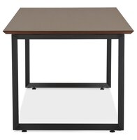 Grote rechte directiebureau &#039;GIMINI&#039; met notenhouten afwerking en zwart metaal - 180x90 cm