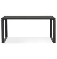 Rechte design bureau &#039;BAKUS&#039; van zwart hout en metaal - 160x80 cm
