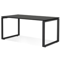 Rechte design bureau &#039;BAKUS&#039; van zwart hout en metaal - 160x80 cm