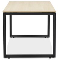 Rechte design bureau &#039;BAKUS&#039; van natuurkleurig afgewerkte hout en zwart metaal - 160x80 cm
