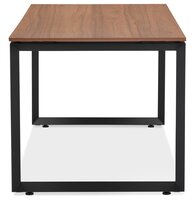 Rechte design bureau &#039;BAKUS&#039; met notenhouten afwerking en zwart metaal - 160x80 cm