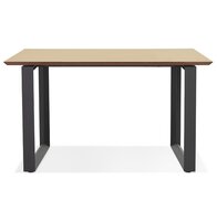 Rechte directiebureau &#039;GIMINI&#039; van natuurkleurig afgewerkte hout en zwart metaal - 130x70 cm
