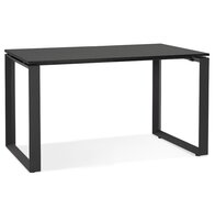 Kleine rechte design bureau &#039;BAKUS&#039; van zwart hout en metaal - 120x60 cm
