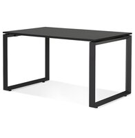 Kleine rechte design bureau &#039;BAKUS&#039; van zwart hout en metaal - 120x60 cm
