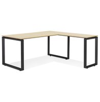Design hoekbureau &#039;BAKUS&#039; van natuurkleurig afgewerkte hout en zwart metaal - 160 cm