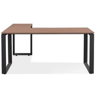 Design hoekbureau &#039;BAKUS&#039; met notenhouten afwerking en zwart metaal - 160 cm
