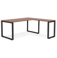 Design hoekbureau &#039;BAKUS&#039; met notenhouten afwerking en zwart metaal - 160 cm