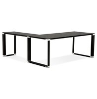 Groot hoekbureau van zwart glas &#039;XLINE&#039; (hoek naar keuze) - 200 cm
