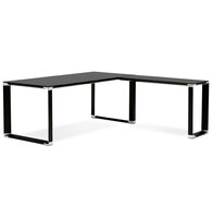 Groot hoekbureau van zwart glas &#039;XLINE&#039; (hoek naar keuze) - 200 cm