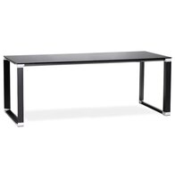 Groot recht directiebureau &#039;XLINE&#039; van zwart glas - 200x100 cm