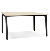 Vergadertafel/benchbureau &#039;AMADEUS SQUARE&#039; van natuurlijk afgewerkt hout en zwart metaal - 160x160 cm