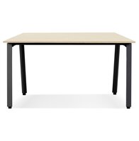 Vergadertafel/benchbureau &#039;AMADEUS SQUARE&#039; van natuurlijk afgewerkt hout en zwart metaal - 160x160 cm