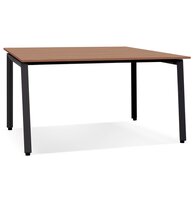 Vergadertafel/benchbureau &#039;AMADEUS SQUARE&#039; van hout met notenhoutafwerking en zwart metaal - 160x160 cm