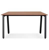 Vergadertafel/benchbureau &#039;AMADEUS SQUARE&#039; van hout met notenhoutafwerking en zwart metaal - 160x160 cm