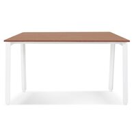 Vergadertafel/benchbureau &#039;AMADEUS SQUARE&#039; van hout met notenhoutafwerking en wit metaal - 160x160 cm