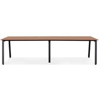 Dubbele rechte design bureau &#039;AMADEUS&#039; van hout met notenhoutafwerking en zwart metaal - 280x140 cm