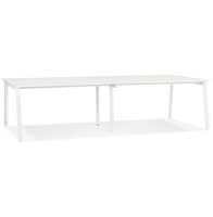 Dubbele rechte design bureau &#039;AMADEUS&#039; van hout en wit metaal - 280x140 cm