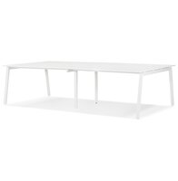 Dubbele rechte design bureau &#039;AMADEUS&#039; van hout en wit metaal - 280x140 cm