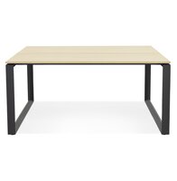 Vergadertafel / bench-bureau &#039;BAKUS SQUARE&#039; in hout met natuurlijke afwerking en zwart metaal - 160x160 cm