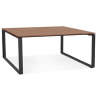 Vergadertafel / bench-bureau &#039;BAKUS SQUARE&#039; met notenhouten afwerking en zwart metaal - 160x160 cm