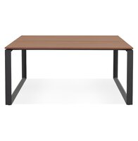 Vergadertafel / bench-bureau &#039;BAKUS SQUARE&#039; met notenhouten afwerking en zwart metaal - 160x160 cm